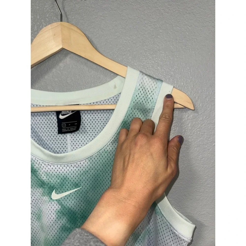 Nike Green Tie Dye Mesh Basketball Jersey Tank Top Small
